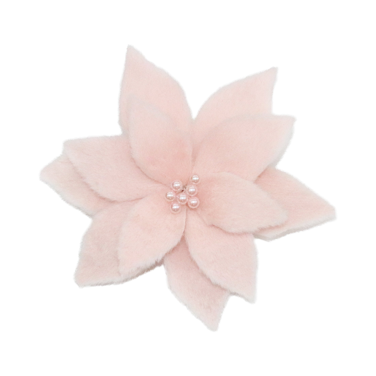 Tige de poinsettia rose fourrure 11''