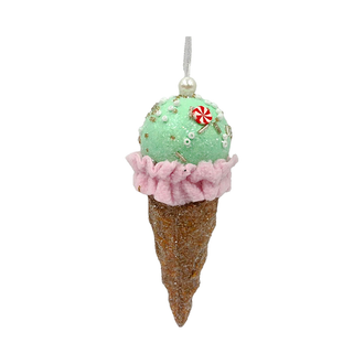 Ornement cornet crème glacée vert 5,5''