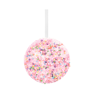 Ornement macaron chocolat rose 4,5''
