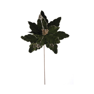 Tige de poinsettia velours émeraude 22"