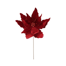 Tige de poinsettia en velours rouge 22"