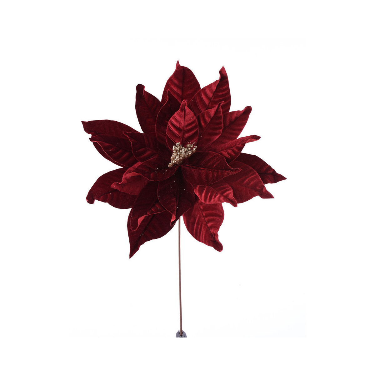 Tige de poinsettia géant en velours bourgogne 22"