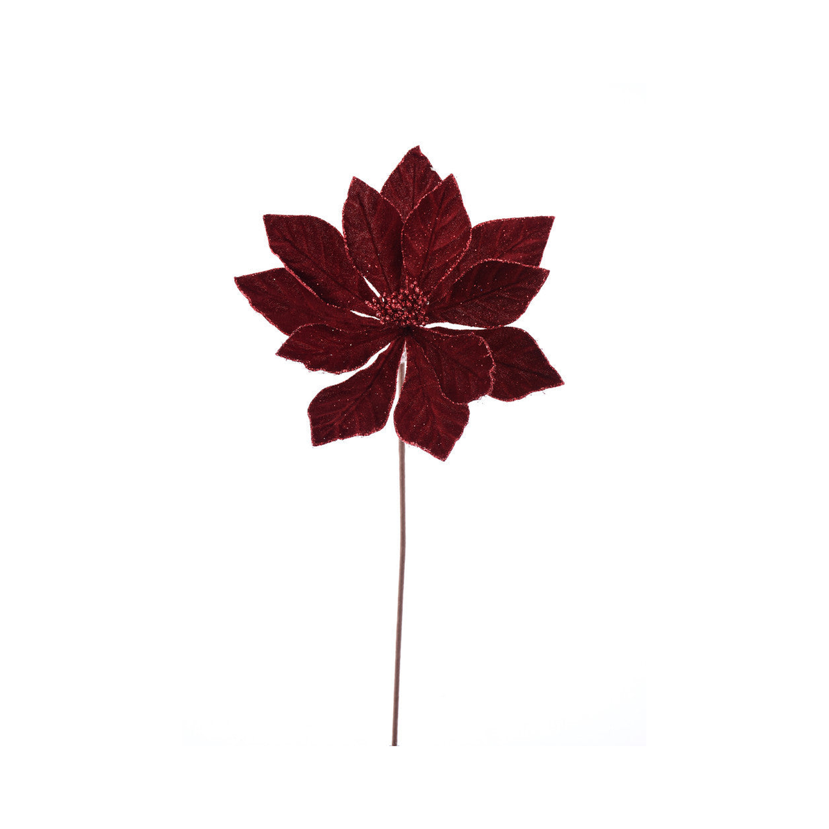 Tige de poinsettia en velours bourgogne 22"