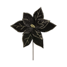 Tige de poinsettia noir en velours 22"