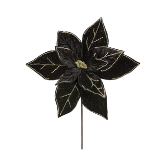 Tige de poinsettia noir en velours 22"
