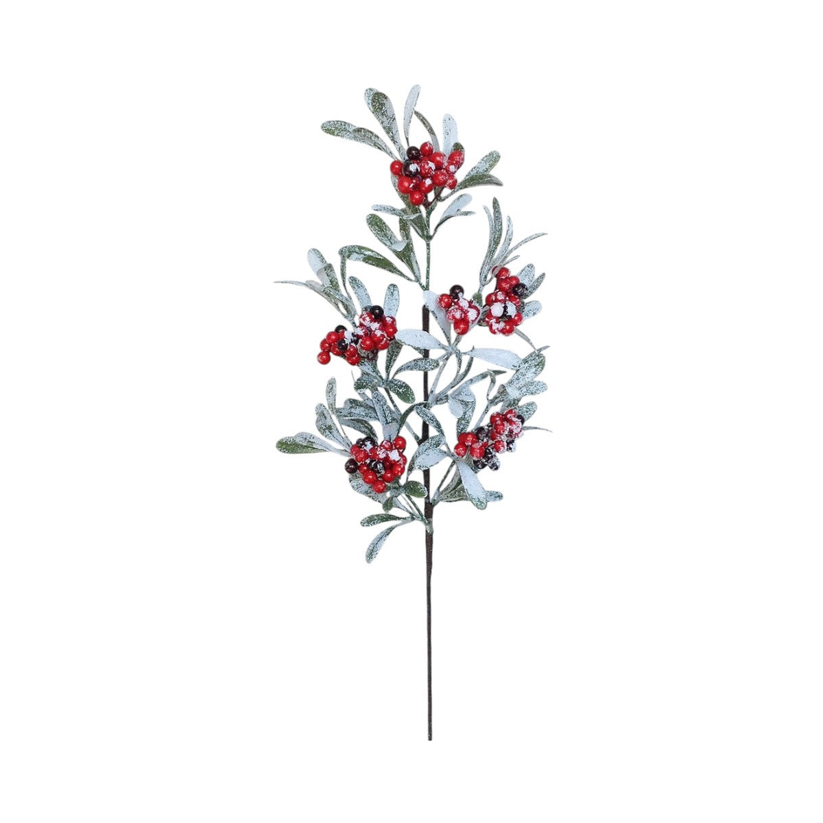 Tige de baies de laurier enneigées rouge blanc vert 24"