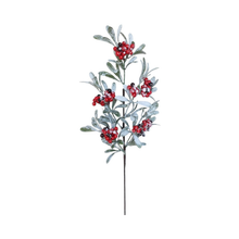 Tige de baies de laurier enneigées rouge blanc vert 24"