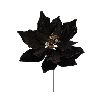 Tige de poinsettia en velours pailleté de luxe chocolat 20"