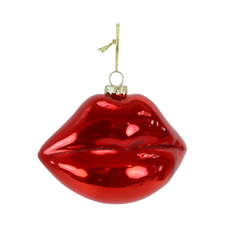 Ornement en verre en forme de lèvre rouge 4"