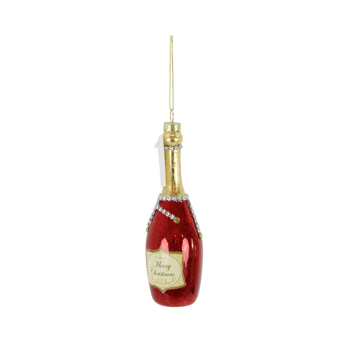 Ornement en verre en forme de coupe de champagne assortie rouge or argent 5.5" — rouge