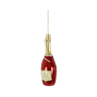 Ornement en verre en forme de coupe de champagne assortie rouge or argent 5.5" — rouge