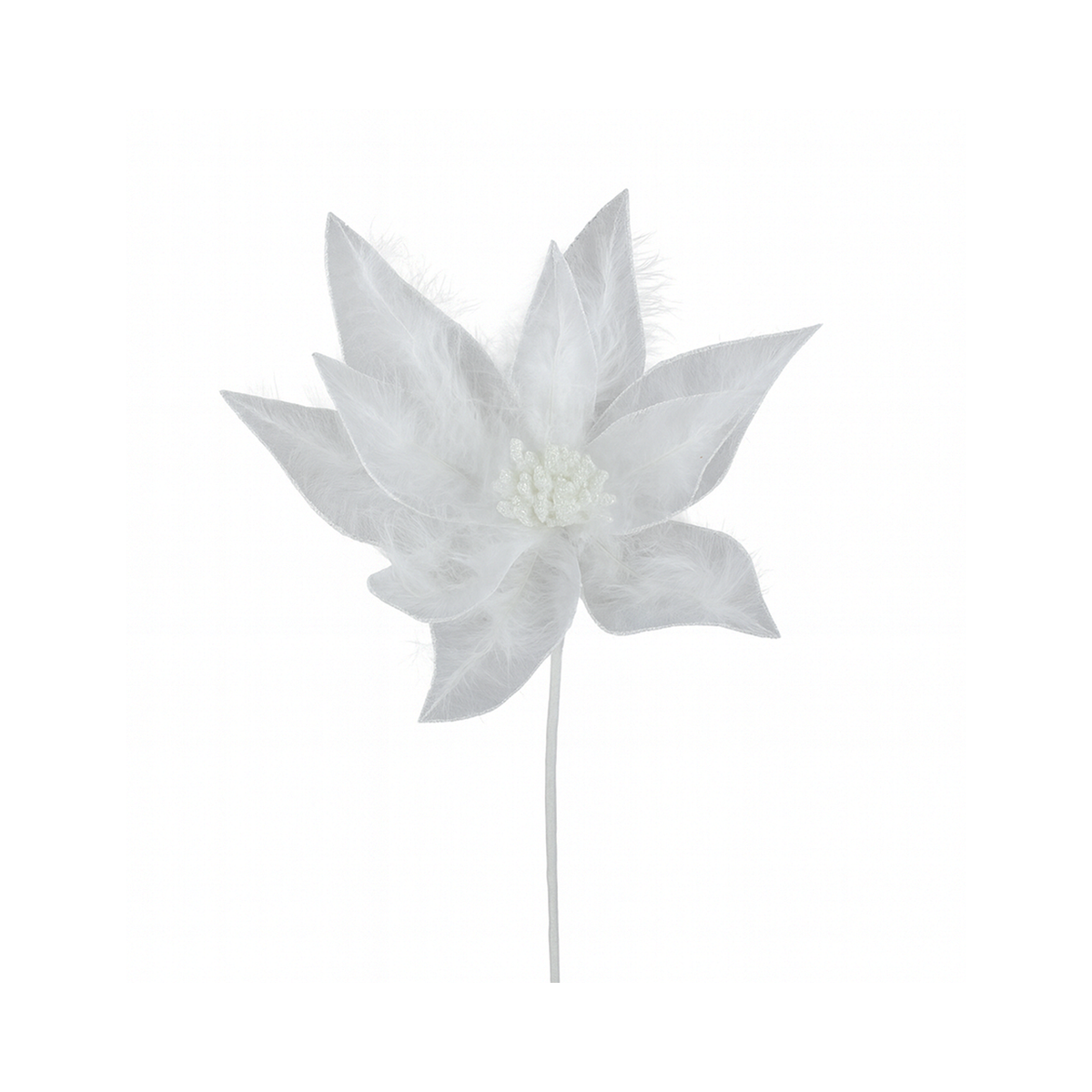 Tige de poinsettia plume blanche 22"