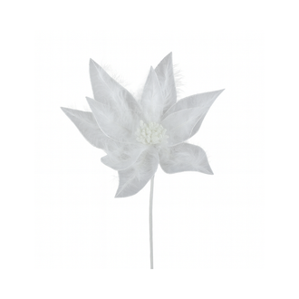 Tige de poinsettia plume blanche 22"