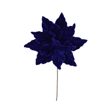 Tige de poinsettia en velours bleu royal 22"