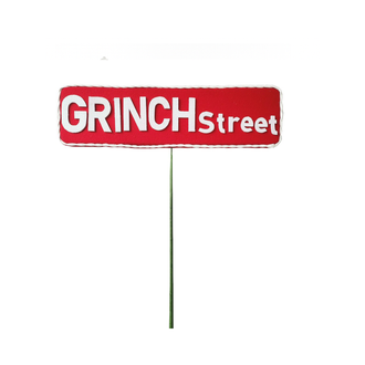 Pancarte 'Grinch Street" rouge et blanc 6" x 21"