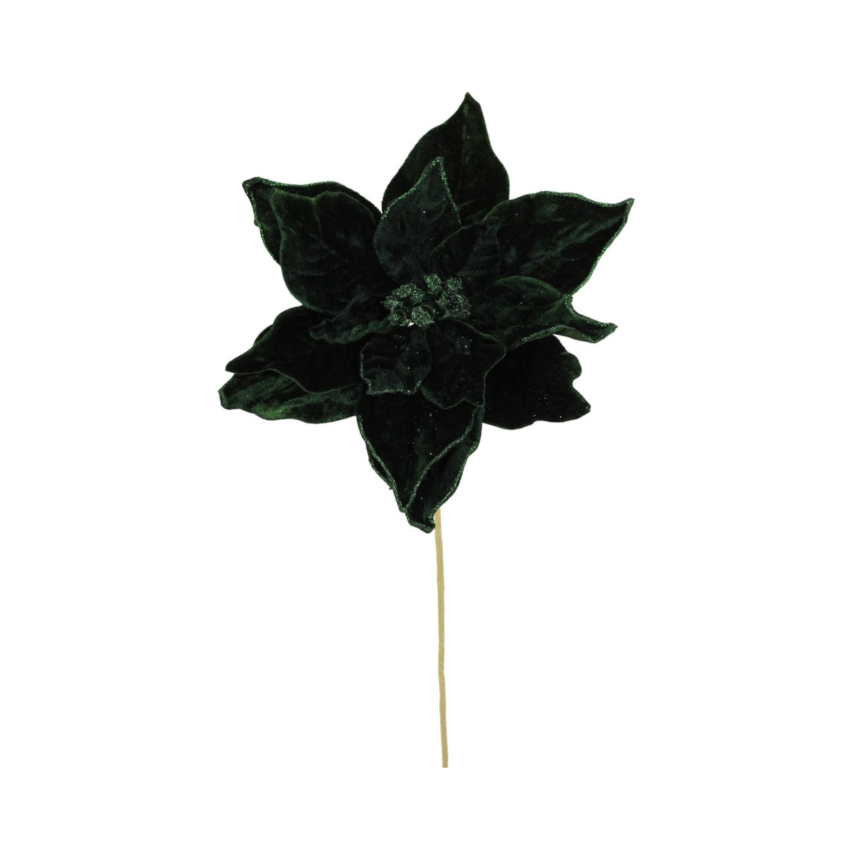 Tige de poinsettia en velours vert 20"