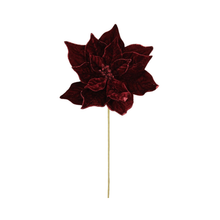 Tige de poinsettia en velours bourgogne 20"