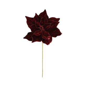 Tige de poinsettia en velours bourgogne 20"