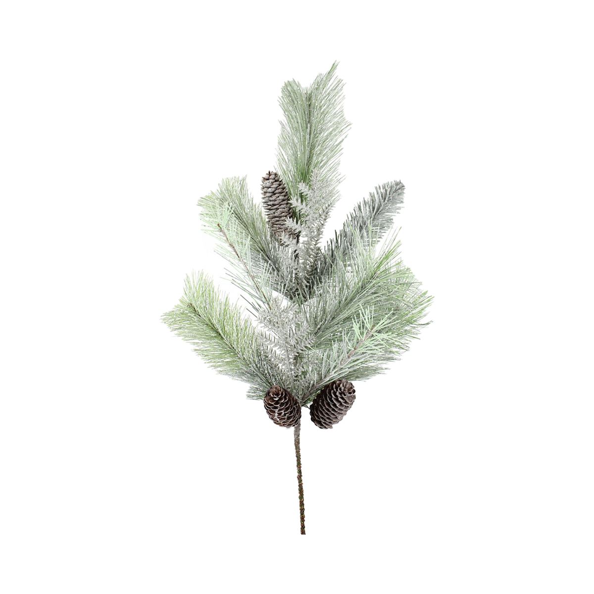 Tige de pin givré avec pomme de pin verte 31"