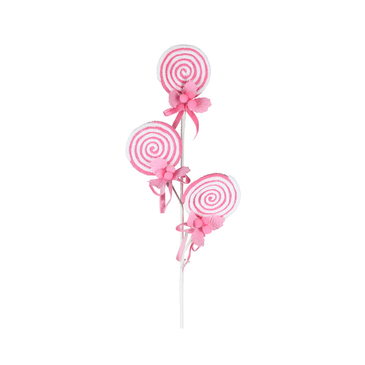 Tige sucette rose blanc 24"