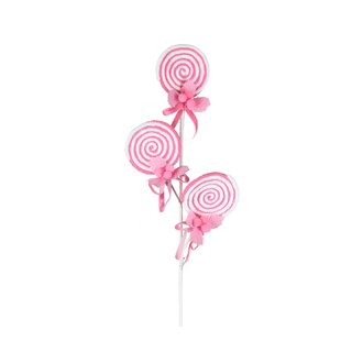 Tige sucette rose blanc 24"