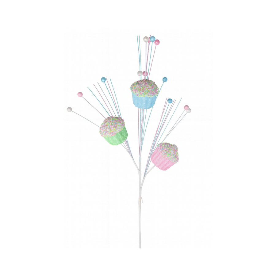 Tige cupcake rose menthe bleu 30"