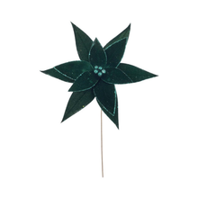 Tige de poinsettia velours/pailleté émeraude 20"