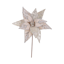 Tige de poinsettia bijou/velours champagne 20"