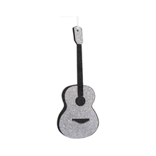 Ornement guitare pailleté argent noir 12"