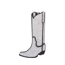 Ornement botte pailletée argent noir 8"