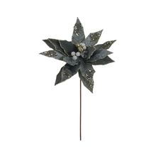 Tige de poinsettia avec bijou bleu gris 18"