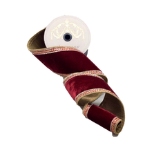 Ruban bordure velours bijou rouge rubis 10 cm x 9 m