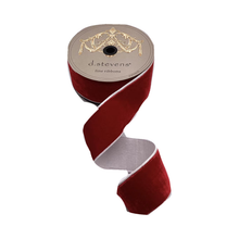 Ruban en velours rouge avec doublure en dupion et bordure blanche – 5 cm × 10 m