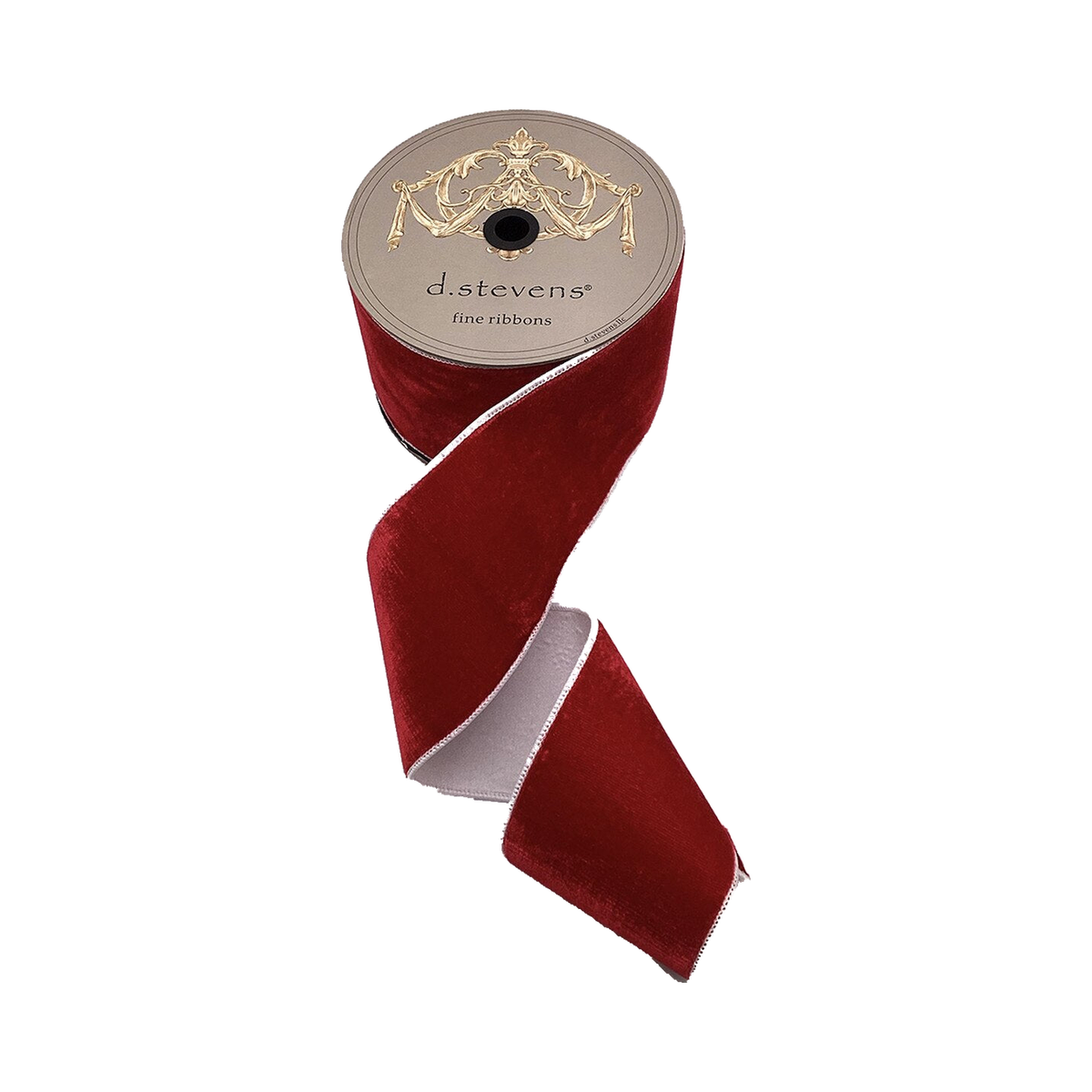 Ruban en velours rouge avec doublure en dupion et bordure blanche – 8 cm × 10 m
