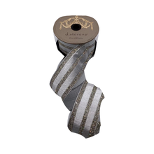 Ruban soie métallique rayure bijou cristal clair argent 6,5 cm x 4,5 m