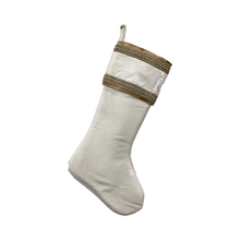 Bas de Noël velours blanc hivernal 25"