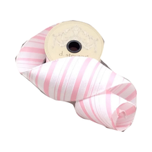 Ruban à rayures rose pâle et blanc – 9 cm × 10 m
