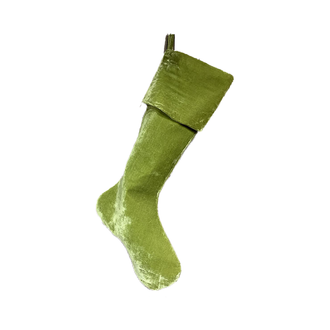 Bas de Noël en velours vintage vert pomme