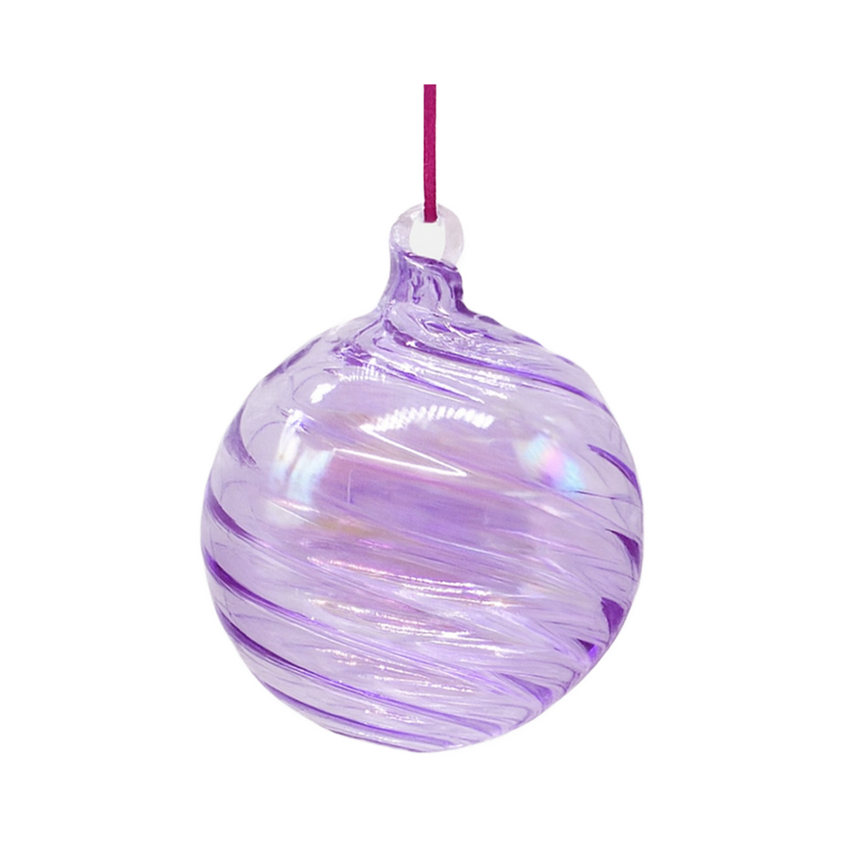 Boule en verre tourbillonnante irisée lilas – 120 mm