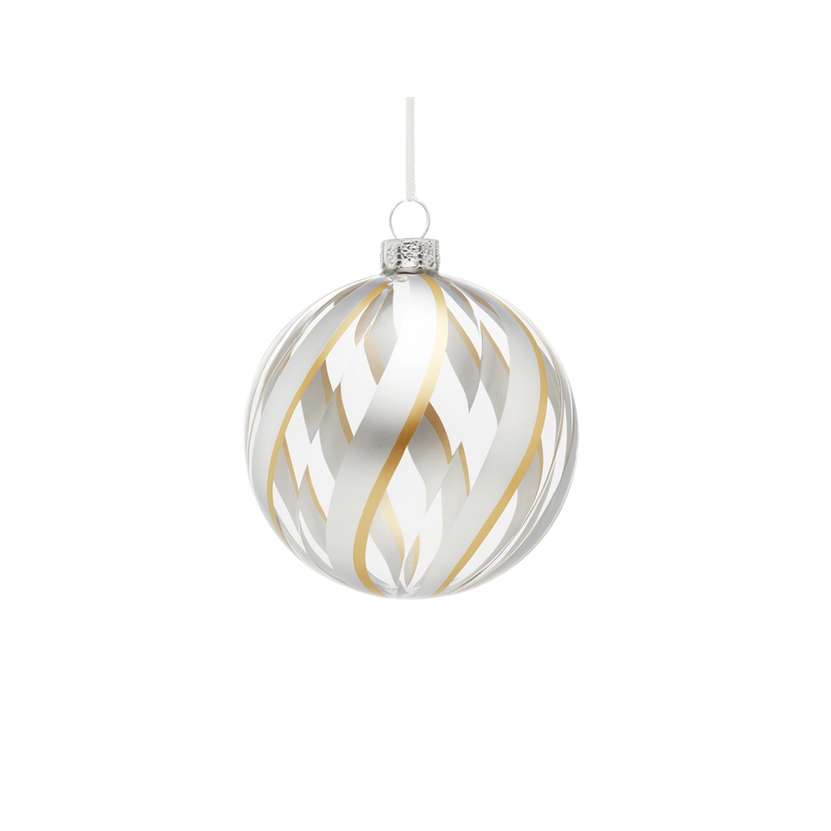 Boule en verre avec paillettes argent 4"