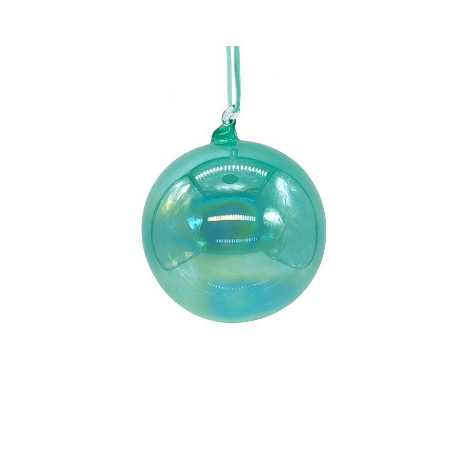 Boule en verre irisé aqua clair — 4 pouces
