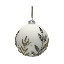 Boule en verre paillettes platine blanc mat 4"
