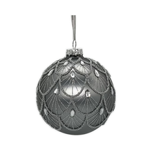 Boule en verre feston perlé étain 4"