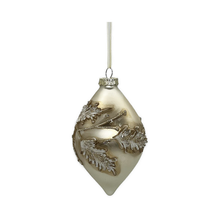 Boule en verre oignon feuilles houx paillettes platine 4"