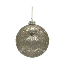 Boule en verre tourbillons paillettes mercure or clair – 120 mm