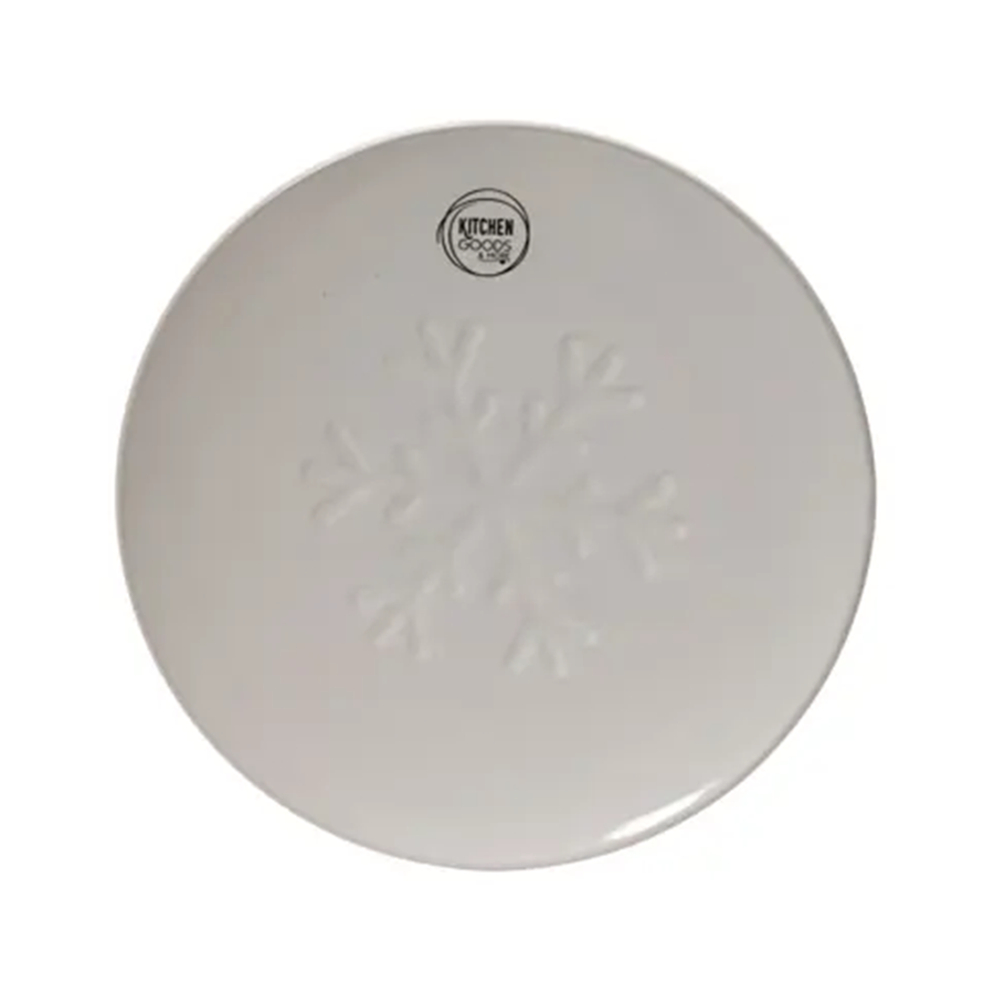 Assiette flocon en céramique blanche — 7.75 pouces