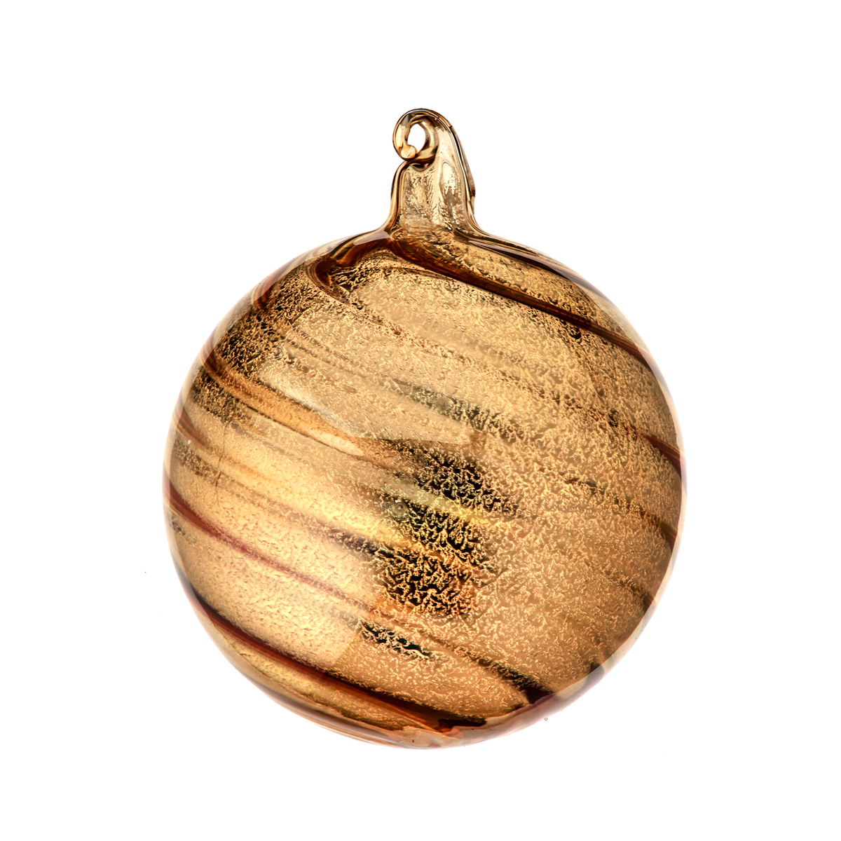 Boule en verre lourd dorée à effet torsadé – 120 mm