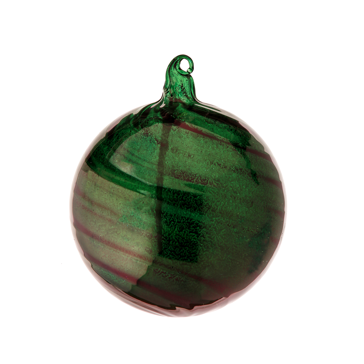 Boule en verre lourd verte à effet torsadé – 120 mm