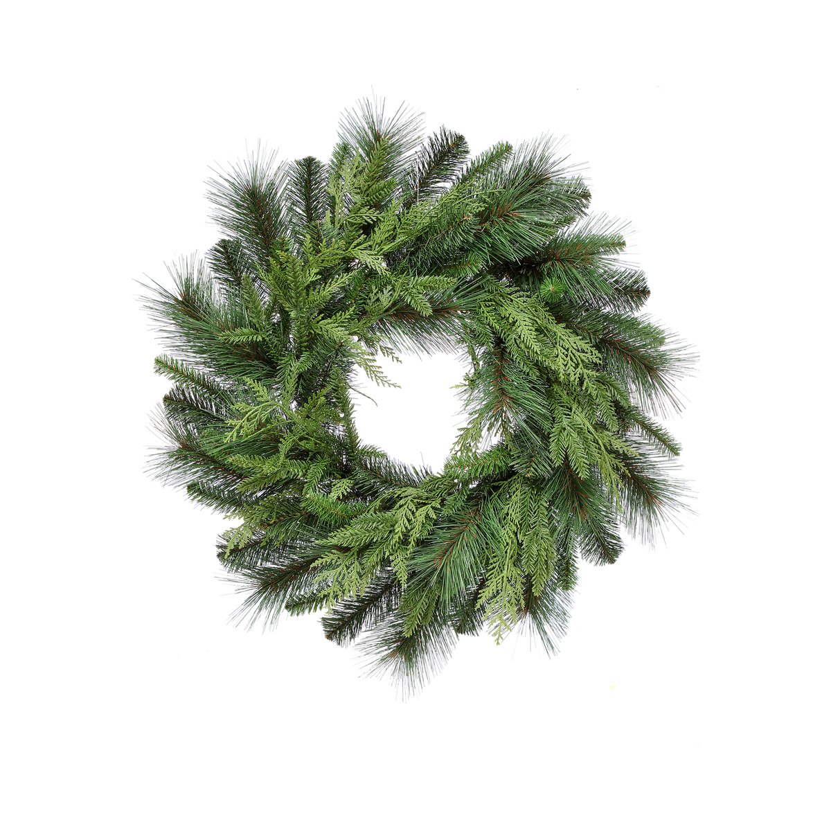Couronne de pin brossé UV effet naturel 24"