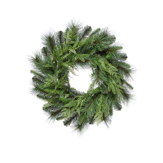 Couronne de pin brossé UV effet naturel 24"